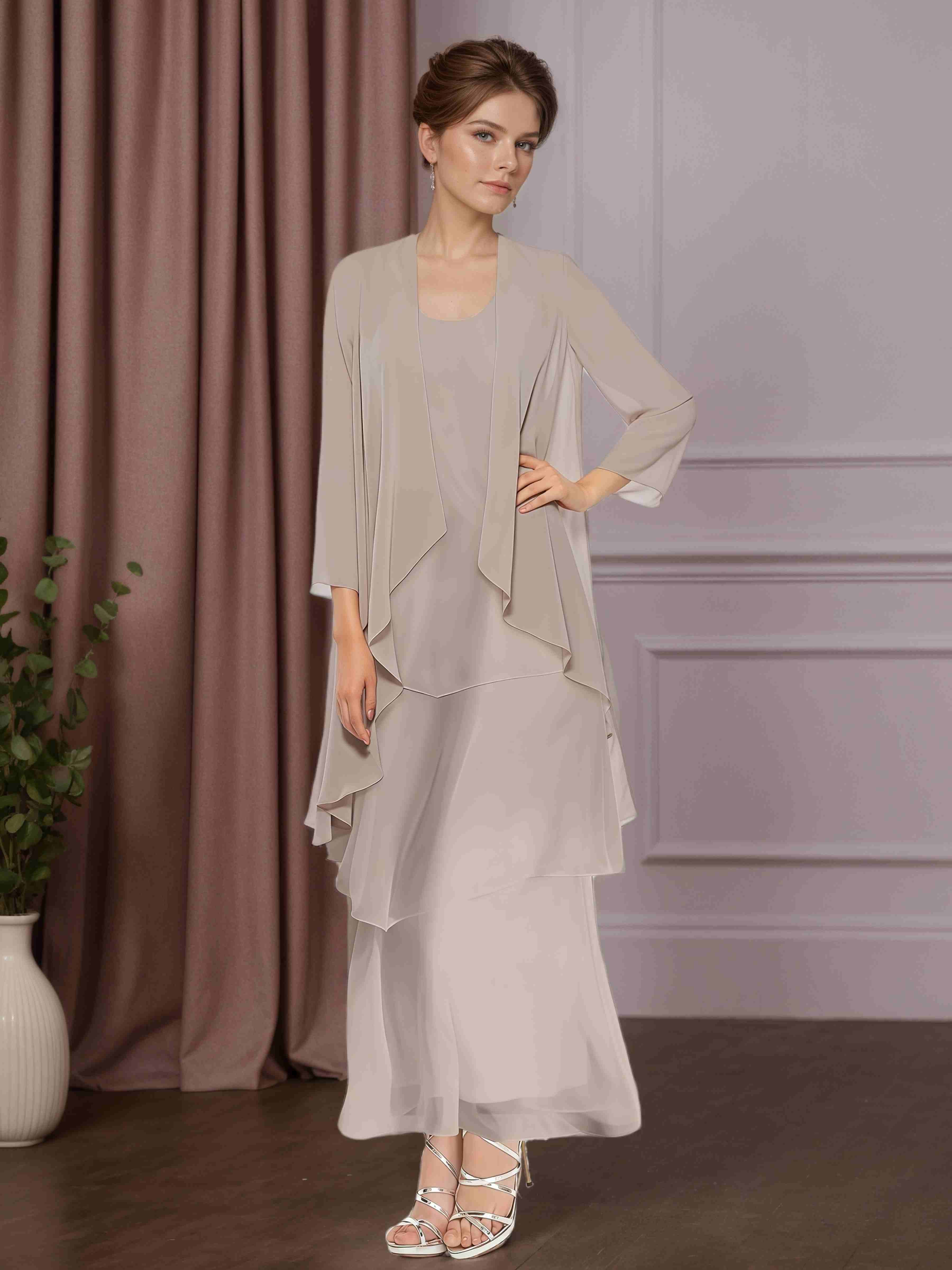 2 Pieces A-Line/Princess Round Neck Ankle-Length Mother of the Bride D mollyevers.com 2 Pieces A-Line/Princess Round Neck Ankle-Length Mother of the Bride D mollyevers.com