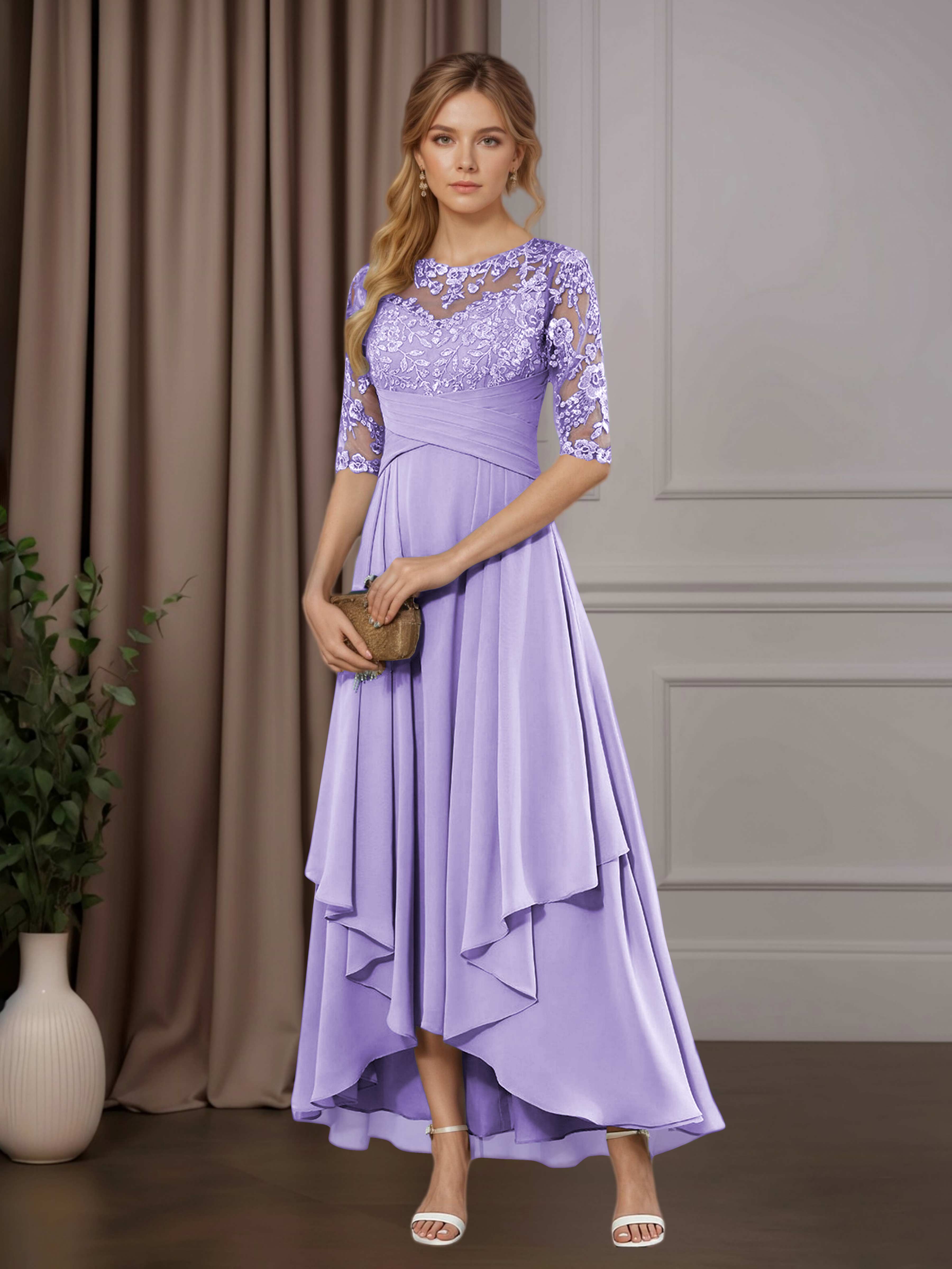 hemming chiffon dress Saelithra Elegant A-Line Illusion Half Sleeves Lace Maxi Mother of the Bride Dresses, Terracotta Secondary color:Red Milena A Line Cocktail girls twirl dress or jewelry to prevent