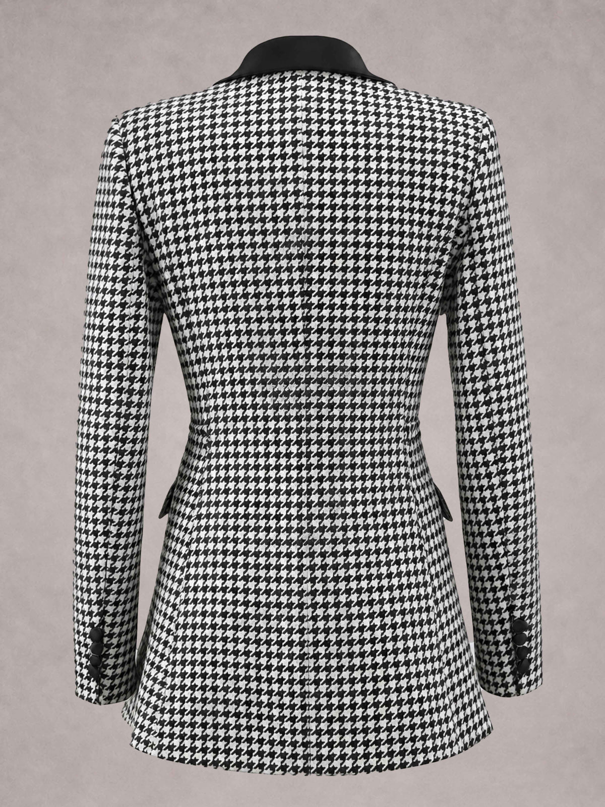 Houndstooth Notch Lapel Double Breasted Houndstooth Women's Blazer