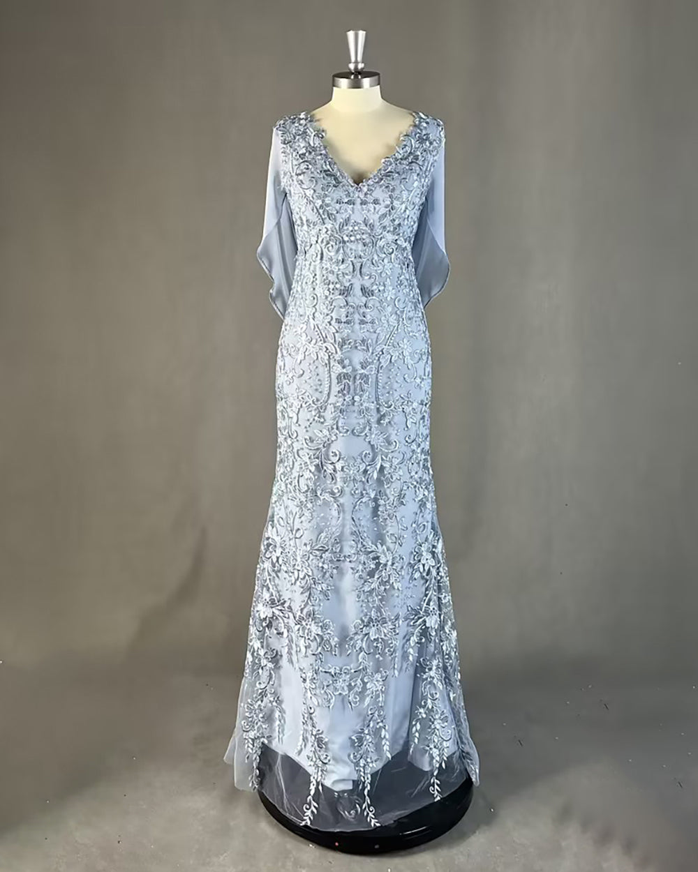 Black Sheath V-Neck Long Embellished Sleeves Mother of the Bride Dress main image 1