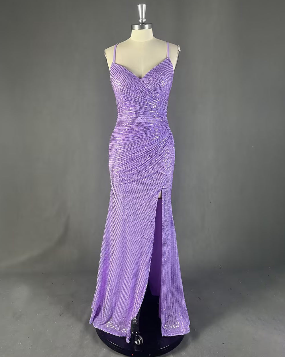 Simple Spaghetti Straps V Neck Red Satin Prom Dresses Formal Evening Dress Party Gown C1386