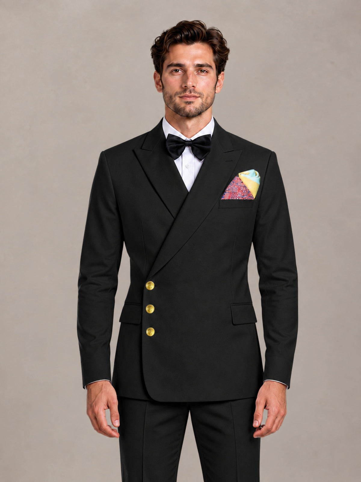 Black 2 Pieces Modern Style Double Breasted Comfortable Fit Men Suits for Business & Office