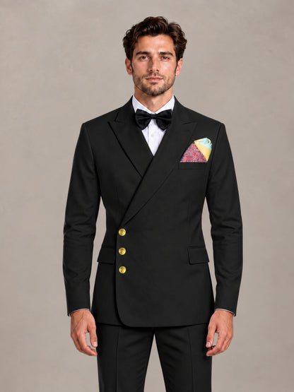 Black 2 Pieces Modern Style Double Breasted Comfortable Fit Men Suits for Business & Office