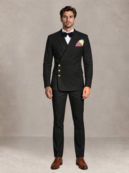 Black 2 Pieces Modern Style Double Breasted Comfortable Fit Men Suits for Business & Office