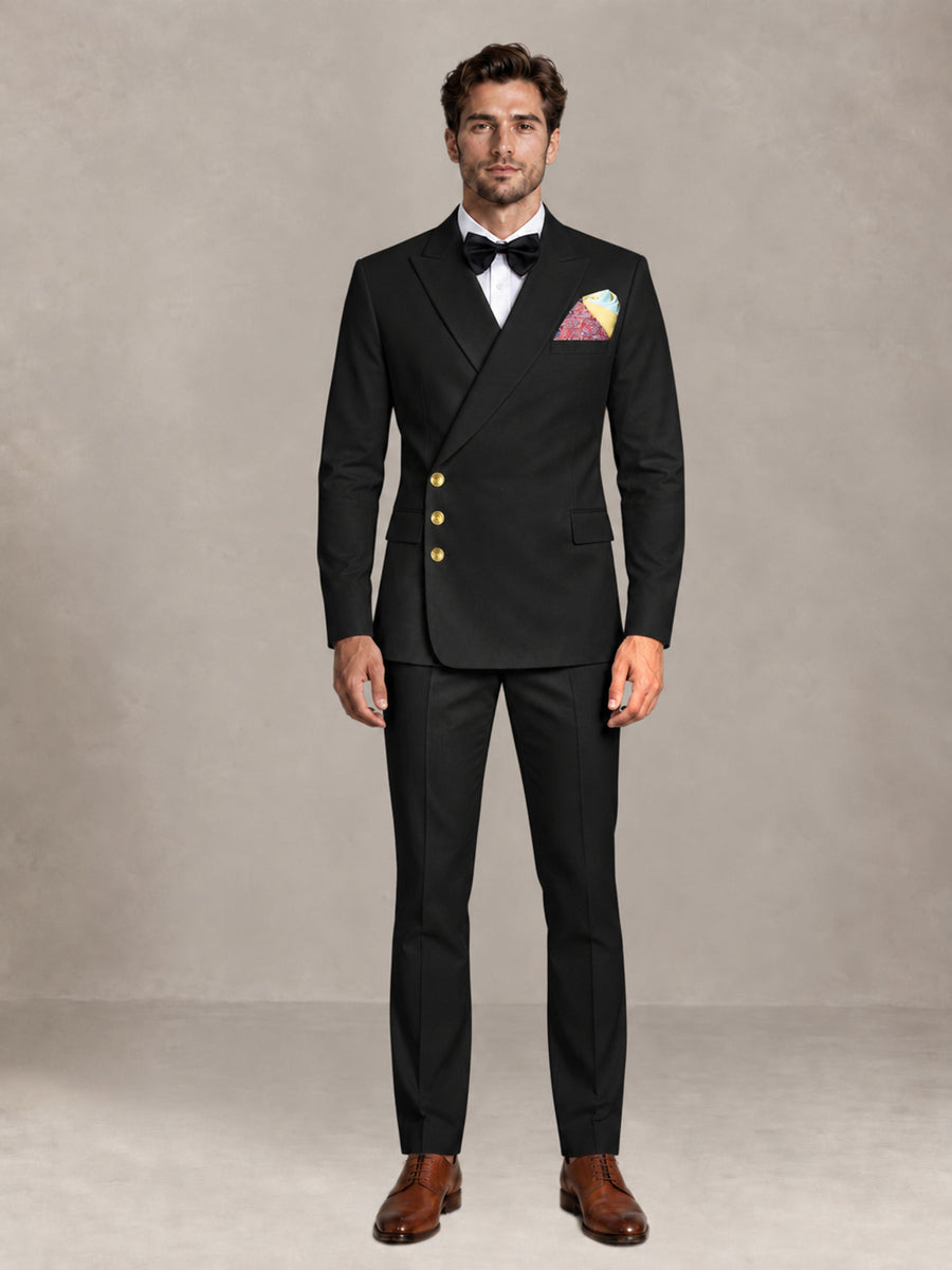 Black 2 Pieces Modern Style Double Breasted Comfortable Fit Men Suits for Business & Office