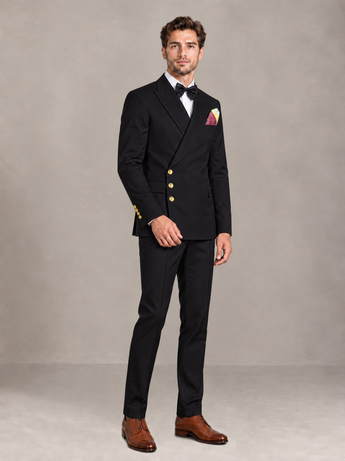 Black 2 Pieces Modern Style Double Breasted Comfortable Fit Men Suits for Business & Office