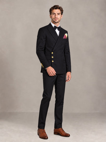Black 2 Pieces Modern Style Double Breasted Comfortable Fit Men Suits for Business & Office