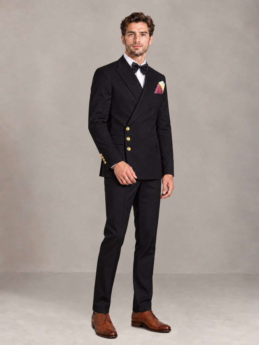 Black 2 Pieces Modern Style Double Breasted Comfortable Fit Men Suits for Business & Office