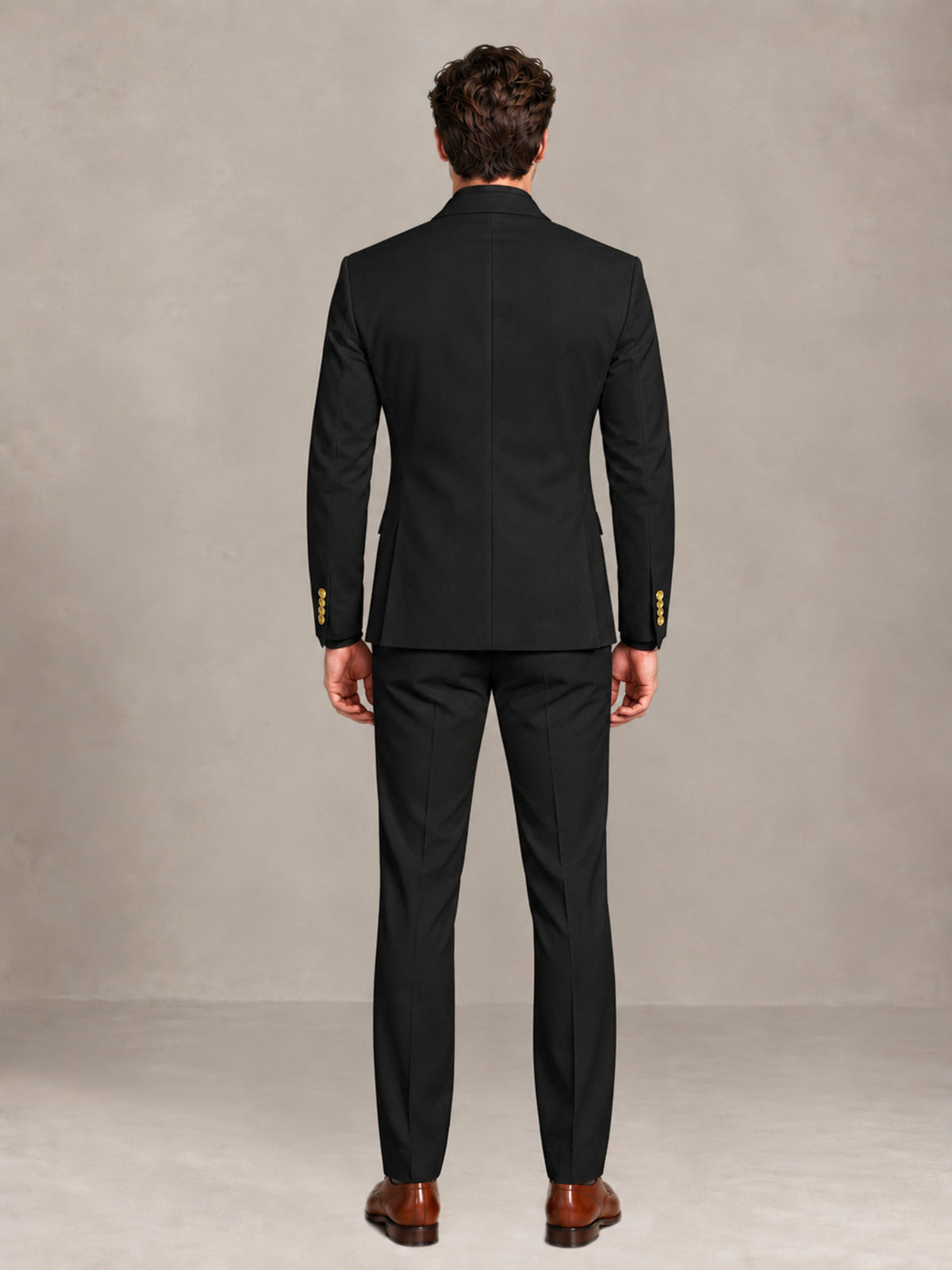 Black 2 Pieces Modern Style Double Breasted Comfortable Fit Men Suits for Business & Office