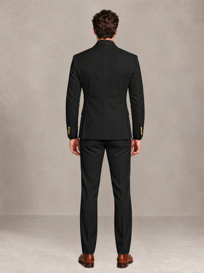 Black 2 Pieces Modern Style Double Breasted Comfortable Fit Men Suits for Business & Office