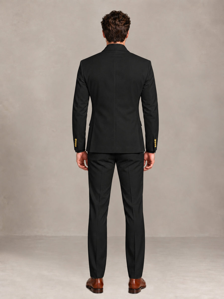 Black 2 Pieces Modern Style Double Breasted Comfortable Fit Men Suits for Business & Office