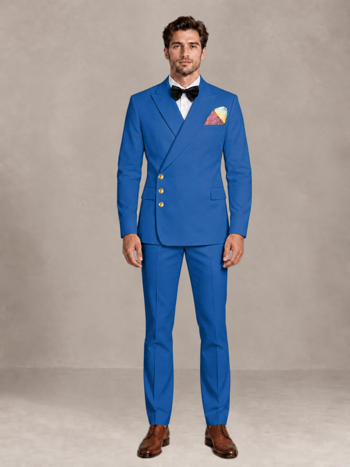 Blue 2 Pieces Modern Style Double Breasted Comfortable Fit Men Suits for Business & Office