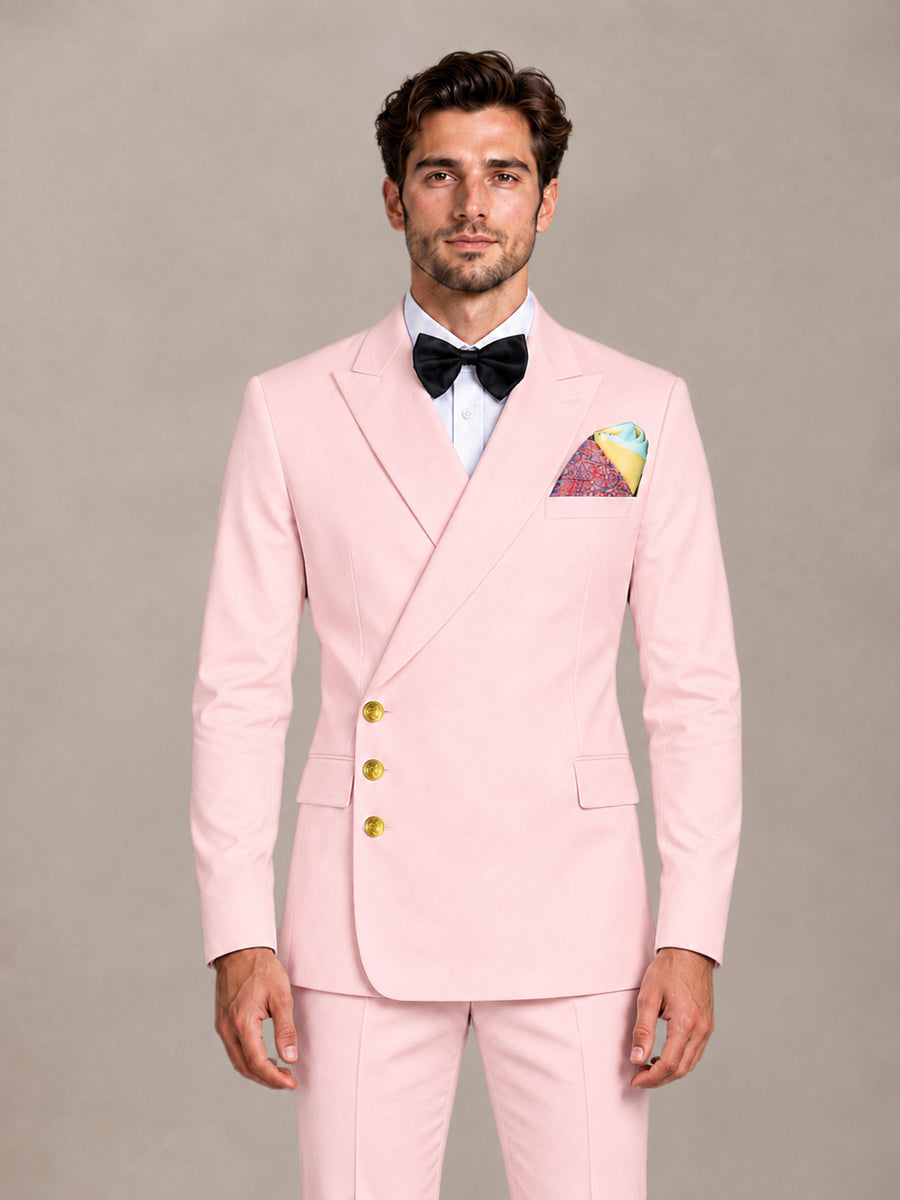 Blush Pink 2 Pieces Modern Style Double Breasted Comfortable Fit Men Suits for Business & Office