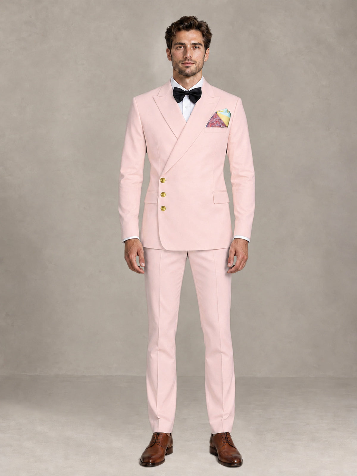 Blush Pink 2 Pieces Modern Style Double Breasted Comfortable Fit Men Suits for Business & Office