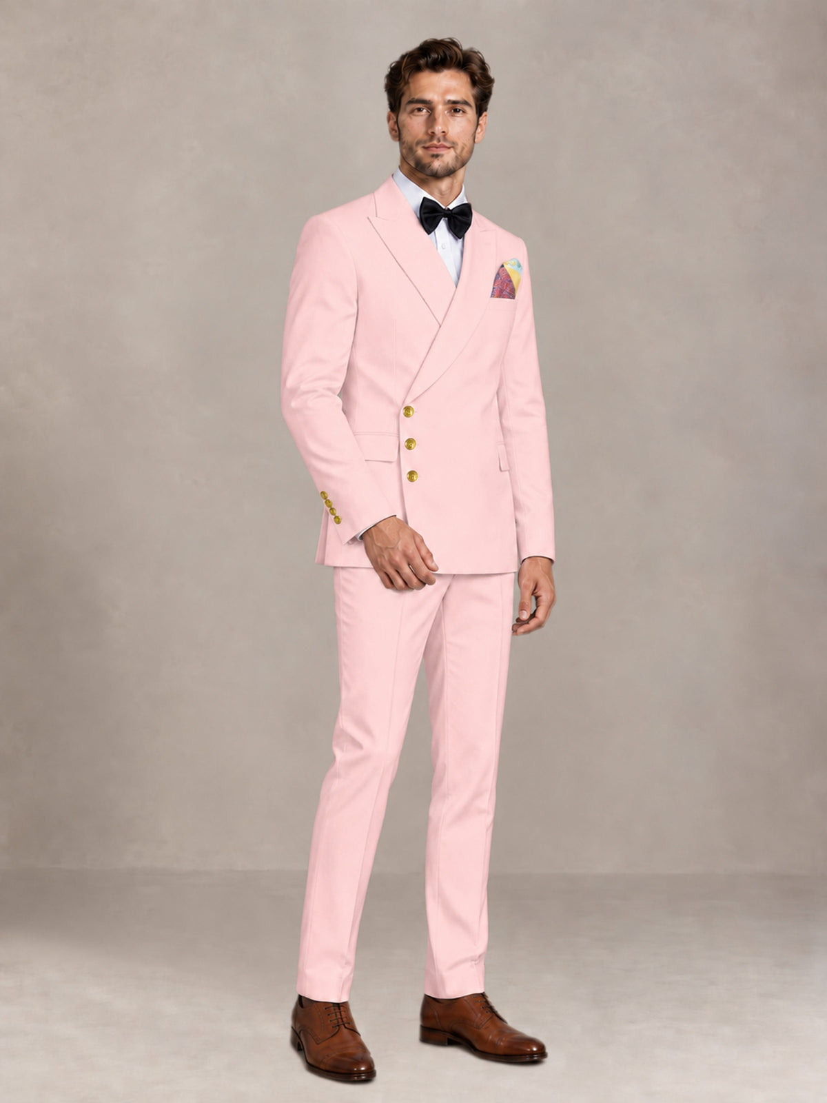 Blush Pink 2 Pieces Modern Style Double Breasted Comfortable Fit Men Suits for Business & Office