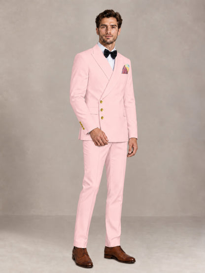 Blush Pink 2 Pieces Modern Style Double Breasted Comfortable Fit Men Suits for Business & Office