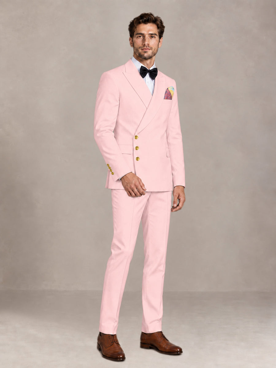 Blush Pink 2 Pieces Modern Style Double Breasted Comfortable Fit Men Suits for Business & Office