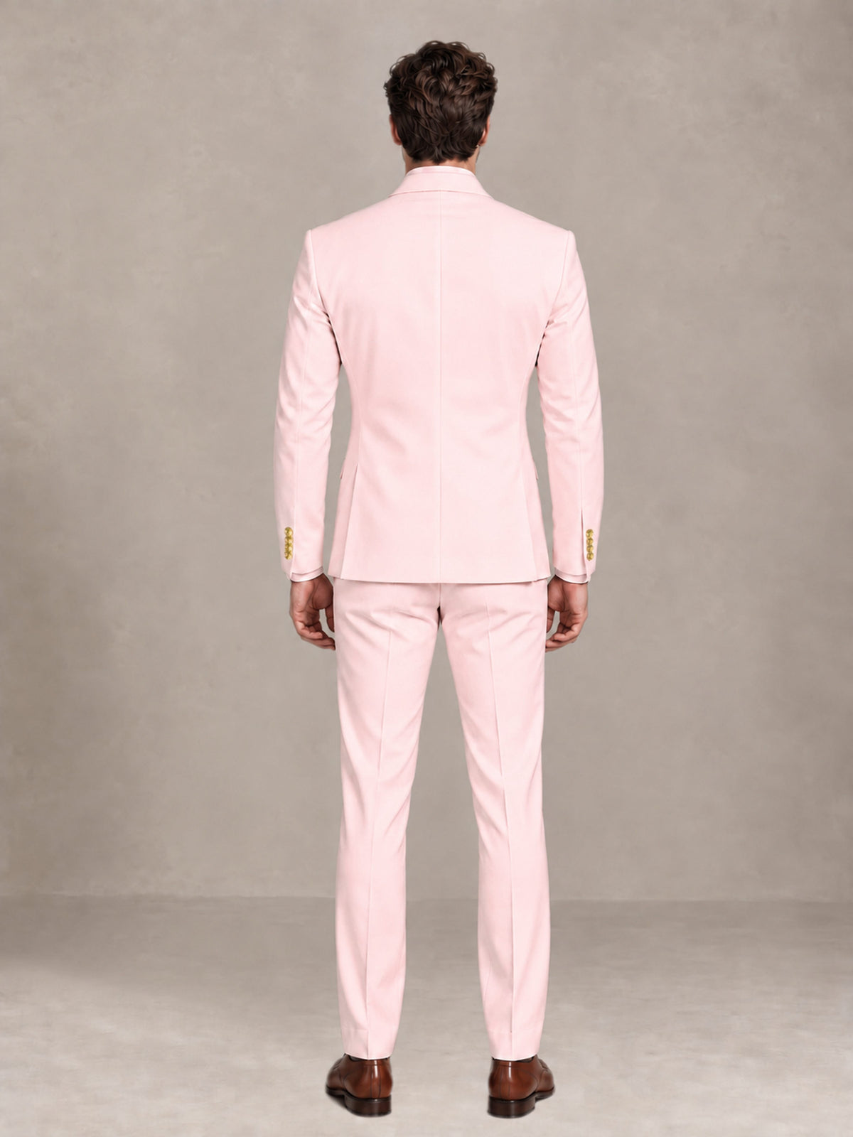 Blush Pink 2 Pieces Modern Style Double Breasted Comfortable Fit Men Suits for Business & Office