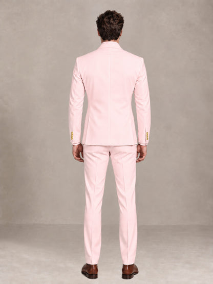 Blush Pink 2 Pieces Modern Style Double Breasted Comfortable Fit Men Suits for Business & Office