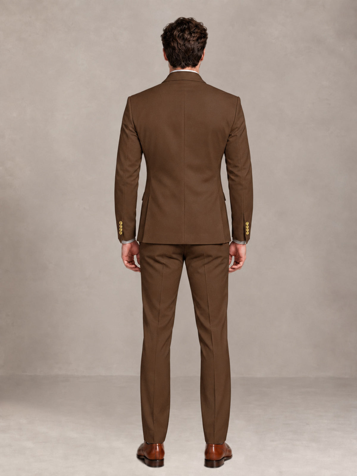 Brown 2 Pieces Modern Style Double Breasted Comfortable Fit Men Suits for Business & Office