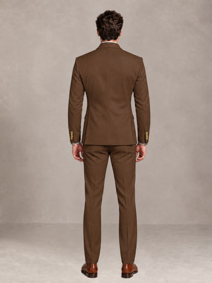 Brown 2 Pieces Modern Style Double Breasted Comfortable Fit Men Suits for Business & Office