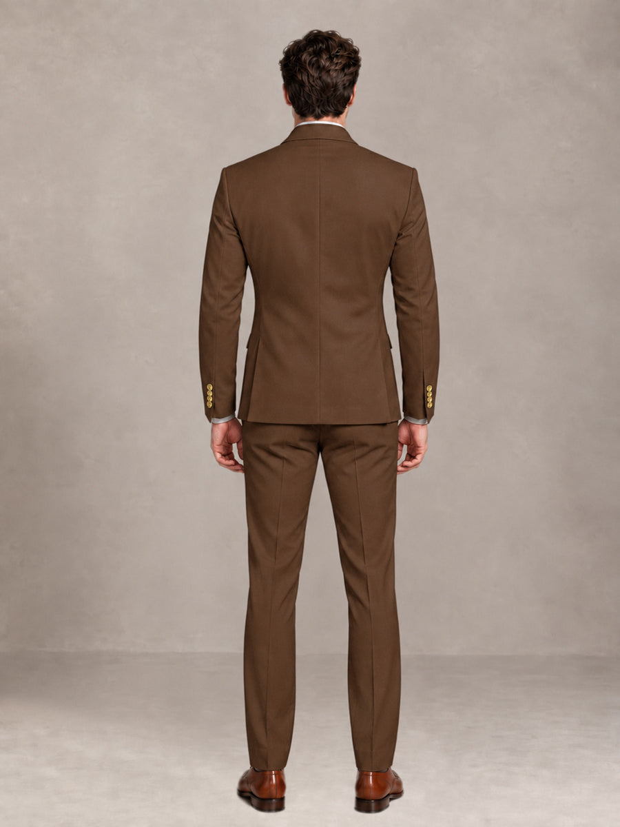 Brown 2 Pieces Modern Style Double Breasted Comfortable Fit Men Suits for Business & Office
