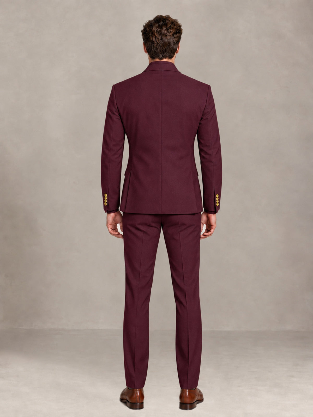 Burgundy 2 Pieces Modern Style Double Breasted Comfortable Fit Men Suits for Business & Office