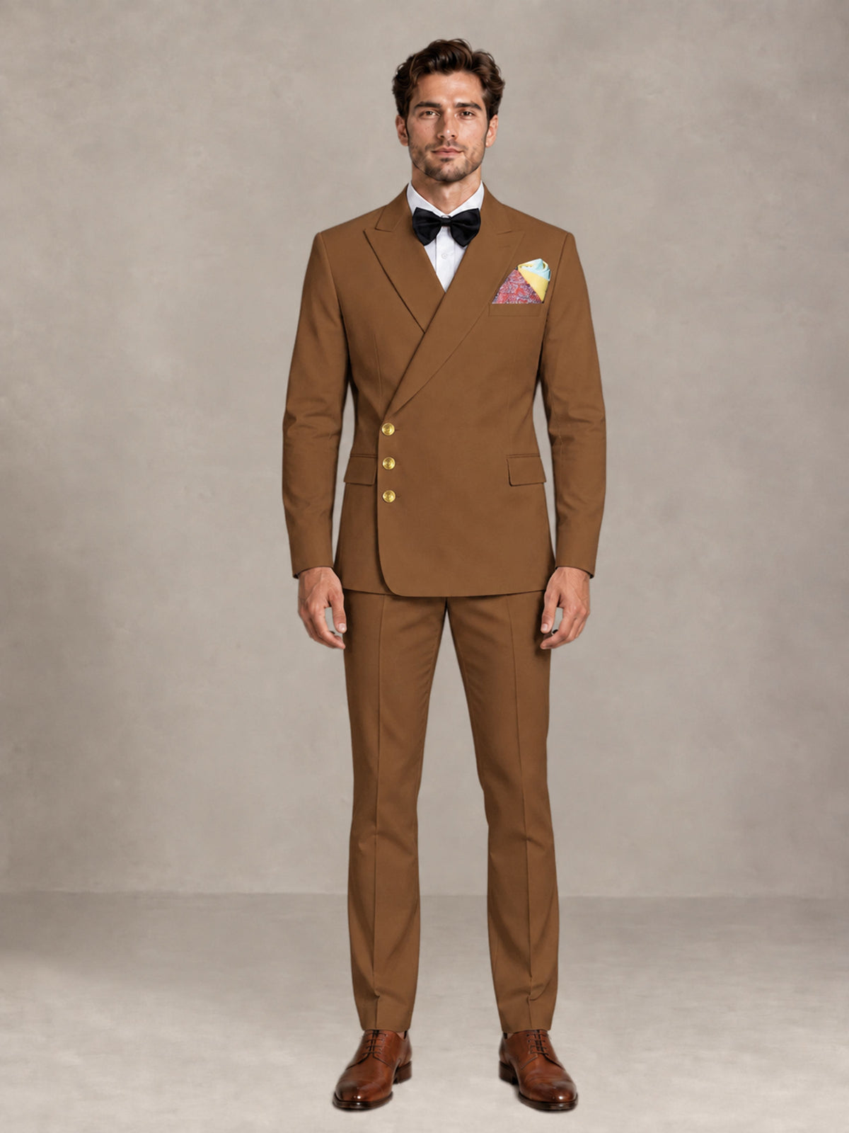 Burnt Orange 2 Pieces Modern Style Double Breasted Comfortable Fit Men Suits for Business & Office