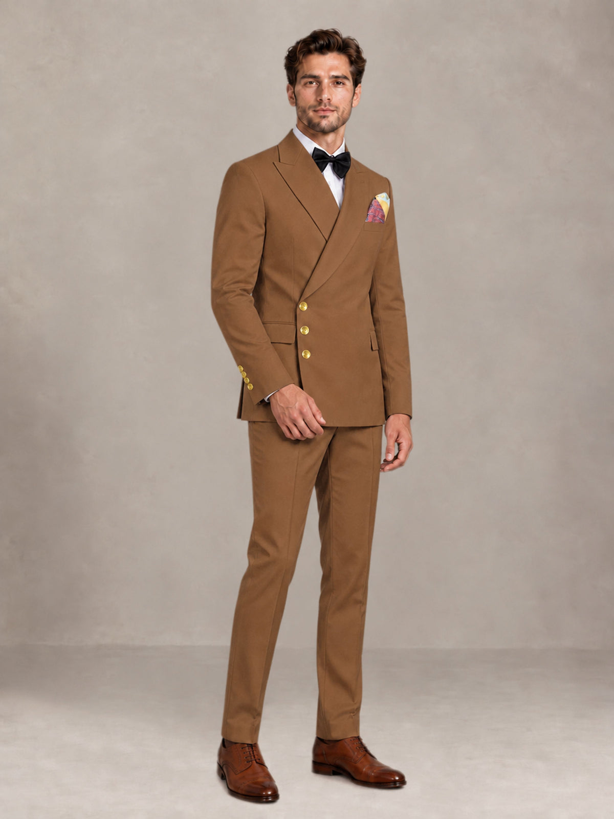 Burnt Orange 2 Pieces Modern Style Double Breasted Comfortable Fit Men Suits for Business & Office