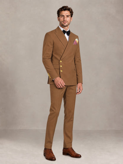 Burnt Orange 2 Pieces Modern Style Double Breasted Comfortable Fit Men Suits for Business & Office