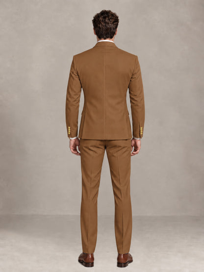 Burnt Orange 2 Pieces Modern Style Double Breasted Comfortable Fit Men Suits for Business & Office