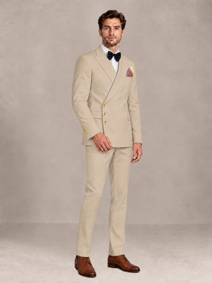Champagne 2 Pieces Modern Style Double Breasted Comfortable Fit Men Suits for Business & Office