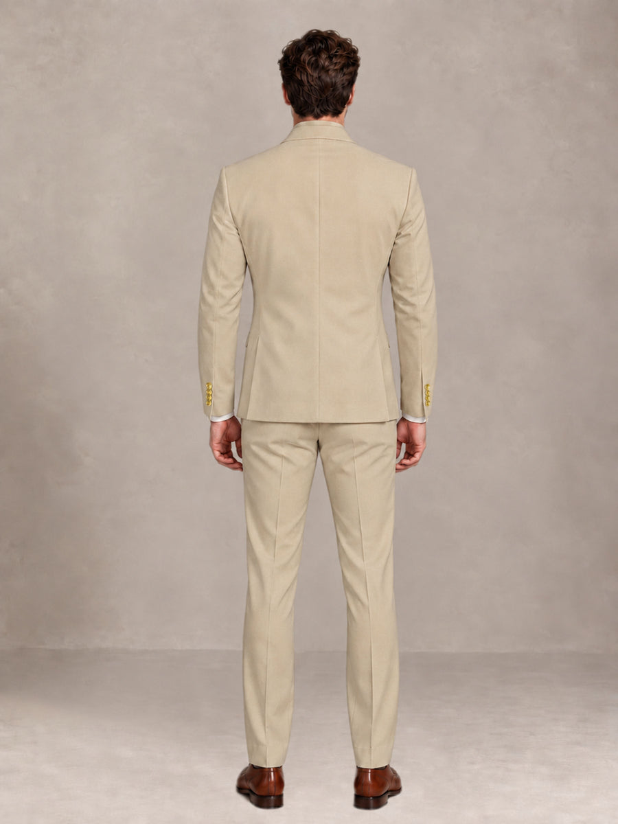 Champagne 2 Pieces Modern Style Double Breasted Comfortable Fit Men Suits for Business & Office
