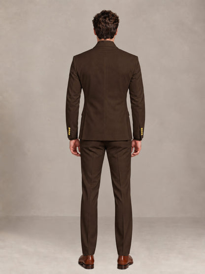 Chocolate 2 Pieces Modern Style Double Breasted Comfortable Fit Men Suits for Business & Office
