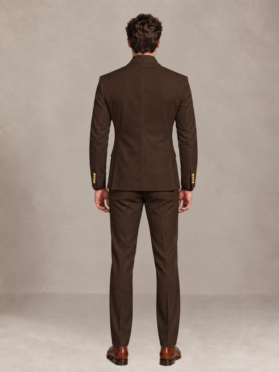 Chocolate 2 Pieces Modern Style Double Breasted Comfortable Fit Men Suits for Business & Office