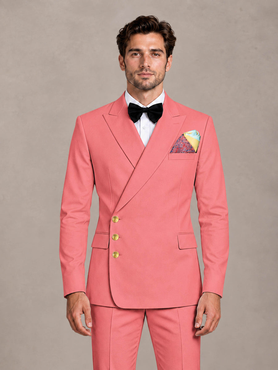Coral 2 Pieces Modern Style Double Breasted Comfortable Fit Men Suits for Business & Office