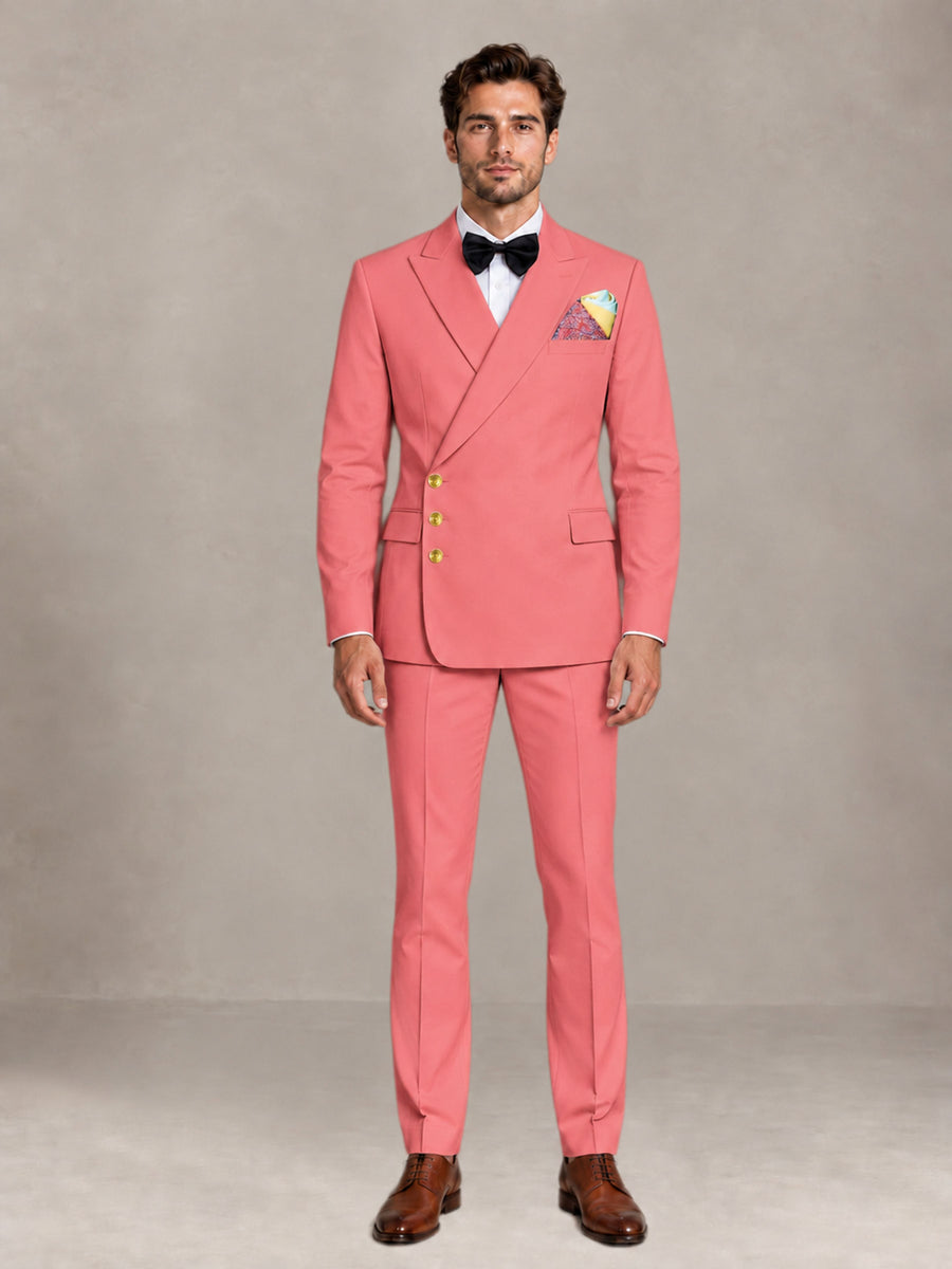 Coral 2 Pieces Modern Style Double Breasted Comfortable Fit Men Suits for Business & Office