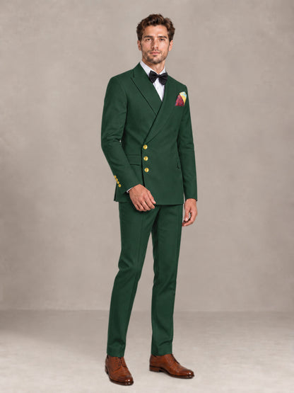 Dark Green 2 Pieces Modern Style Double Breasted Comfortable Fit Men Suits for Business & Office