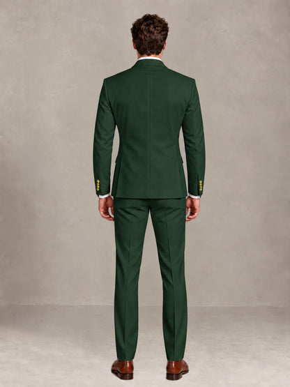Dark Green 2 Pieces Modern Style Double Breasted Comfortable Fit Men Suits for Business & Office