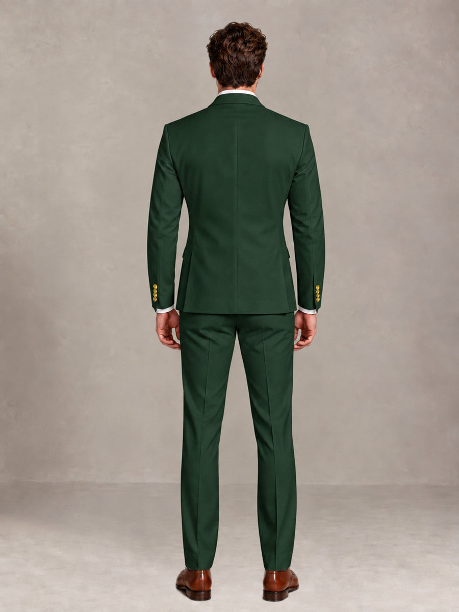 Dark Green 2 Pieces Modern Style Double Breasted Comfortable Fit Men Suits for Business & Office