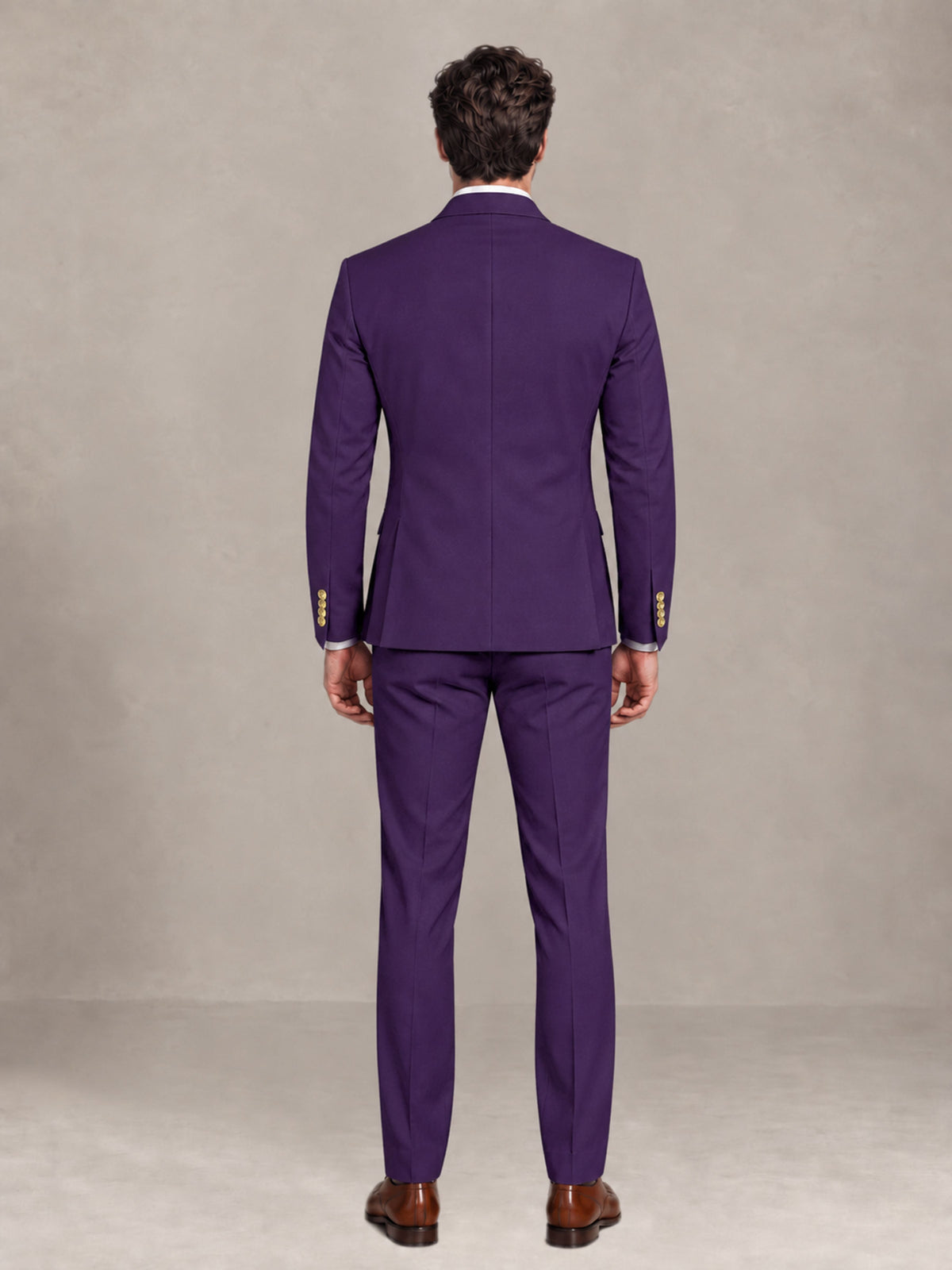 Dark Purple 2 Pieces Modern Style Double Breasted Comfortable Fit Men Suits for Business & Office