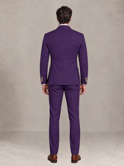 Dark Purple 2 Pieces Modern Style Double Breasted Comfortable Fit Men Suits for Business & Office