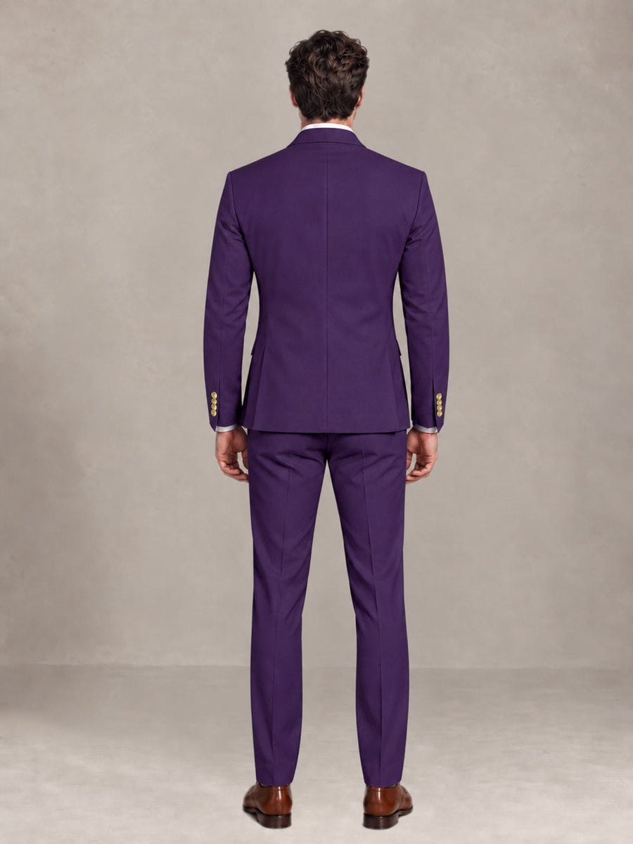 Dark Purple 2 Pieces Modern Style Double Breasted Comfortable Fit Men Suits for Business & Office