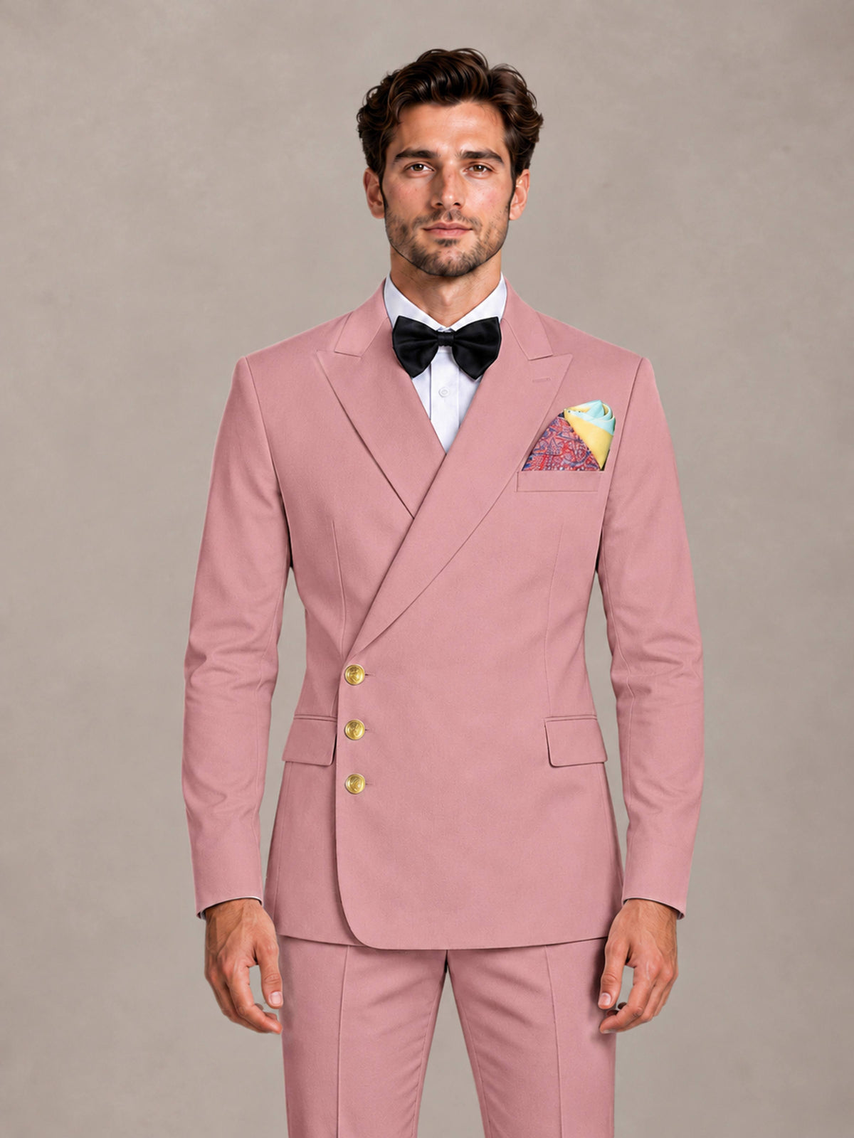 Dusty Rose 2 Pieces Modern Style Double Breasted Comfortable Fit Men Suits for Business & Office