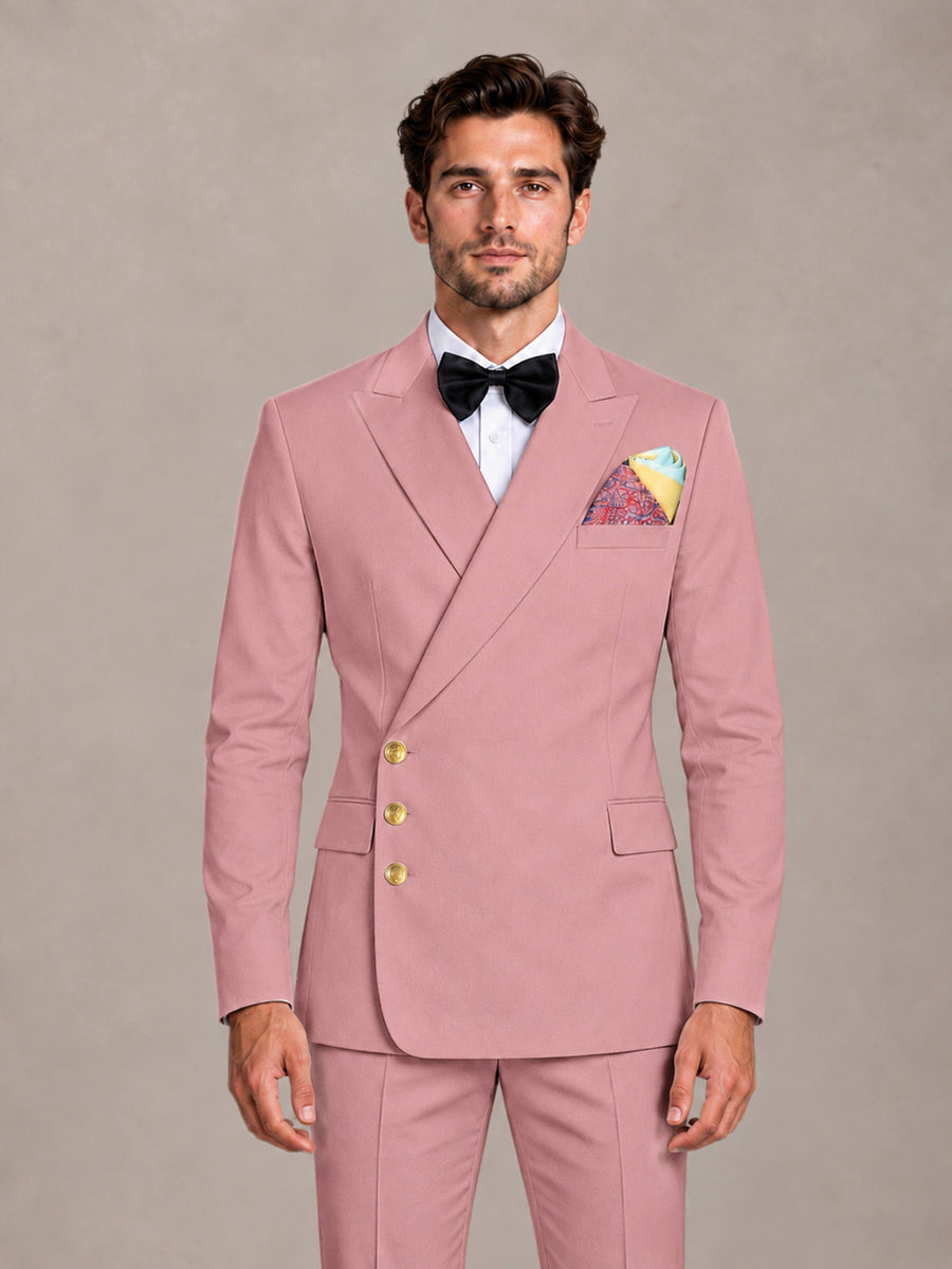 Dusty Rose 2 Pieces Modern Style Double Breasted Comfortable Fit Men Suits for Business & Office
