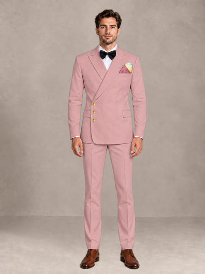 Dusty Rose 2 Pieces Modern Style Double Breasted Comfortable Fit Men Suits for Business & Office