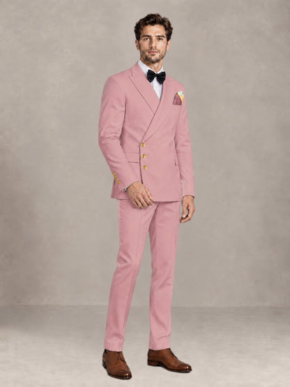 Dusty Rose 2 Pieces Modern Style Double Breasted Comfortable Fit Men Suits for Business & Office
