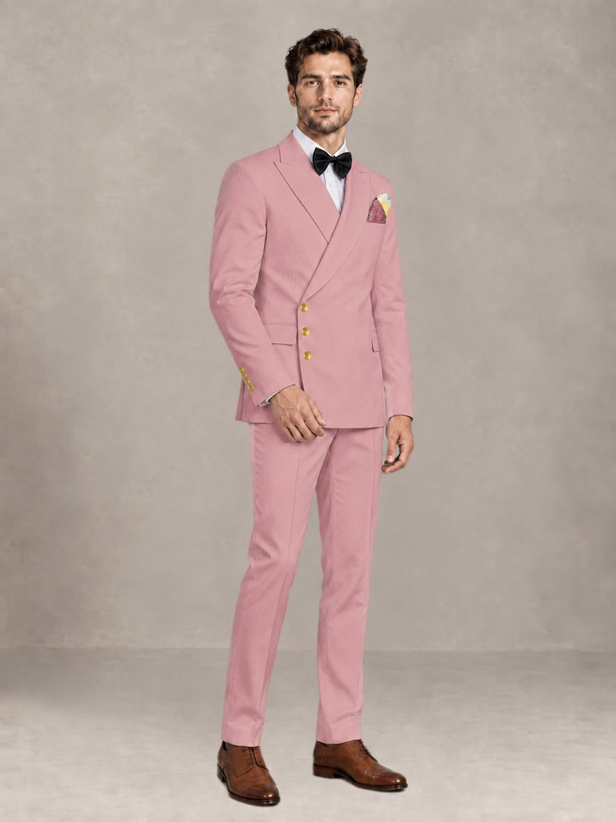 Dusty Rose 2 Pieces Modern Style Double Breasted Comfortable Fit Men Suits for Business & Office