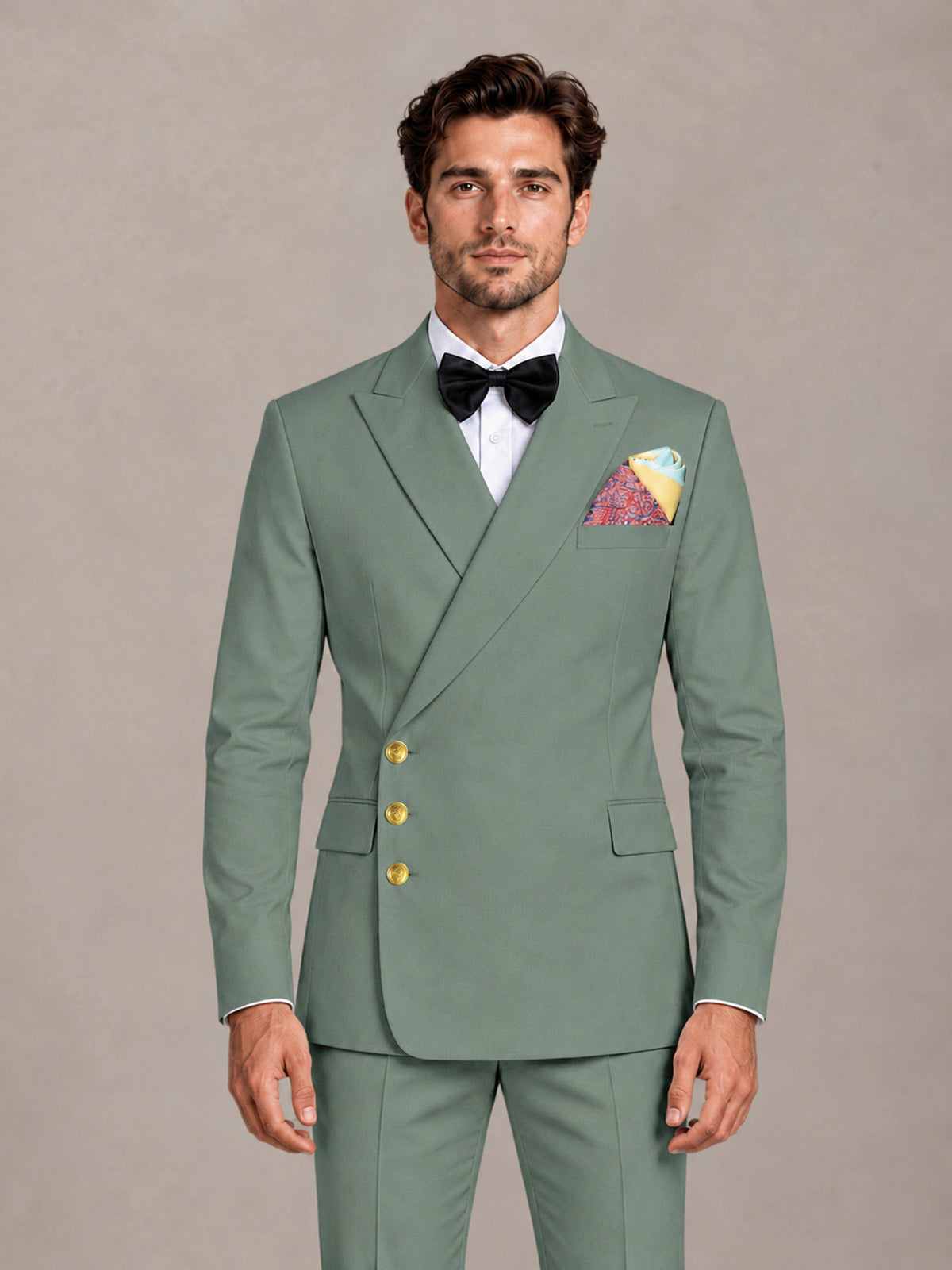 Eucalyptus 2 Pieces Modern Style Double Breasted Comfortable Fit Men Suits for Business & Office