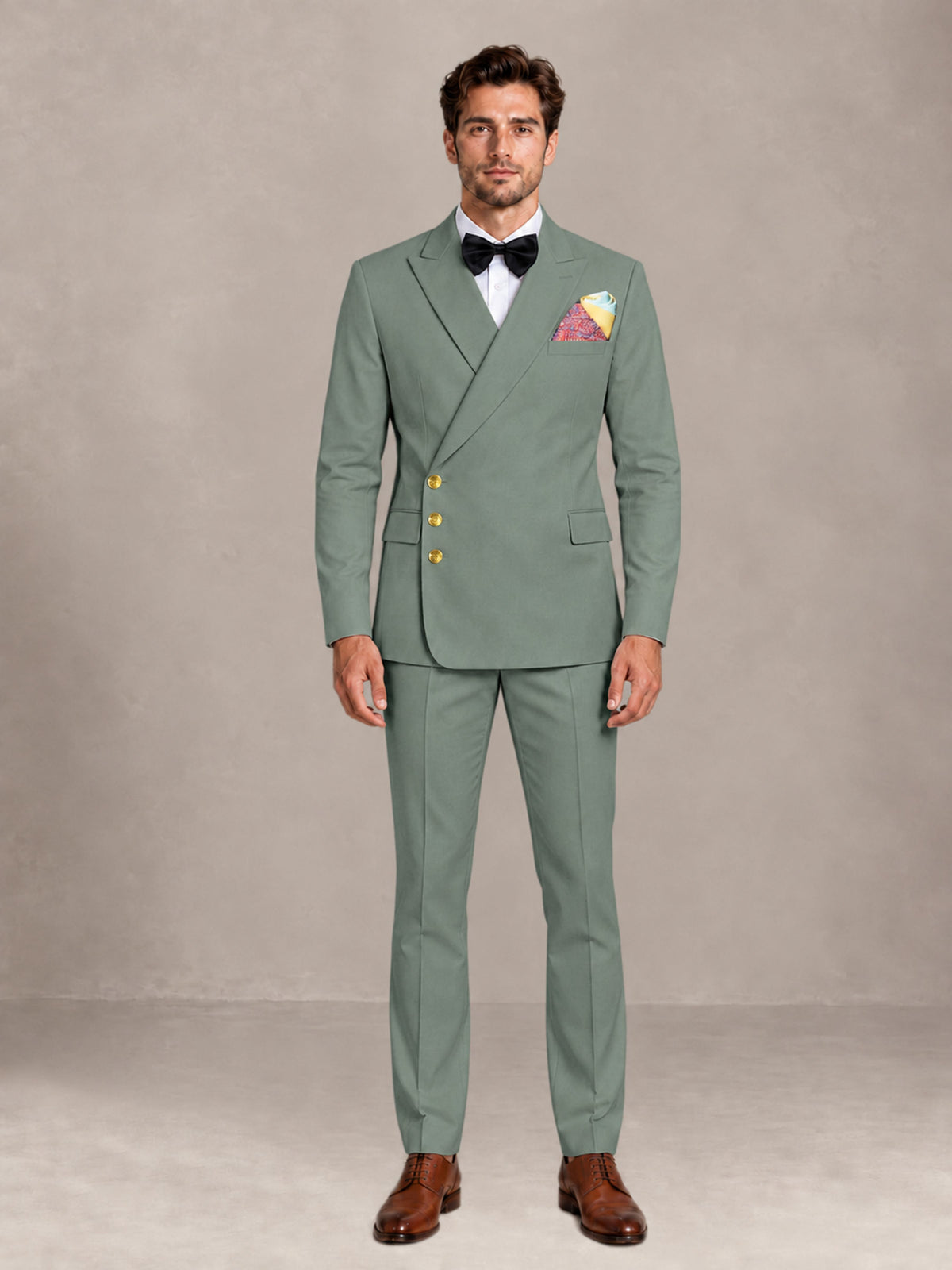 Eucalyptus 2 Pieces Modern Style Double Breasted Comfortable Fit Men Suits for Business & Office